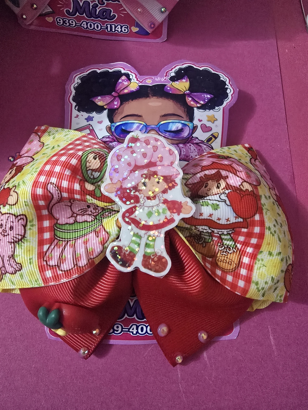 Kids Strawberry-themed Hair Bow Clip - Pink, Red, Yellow Handmade